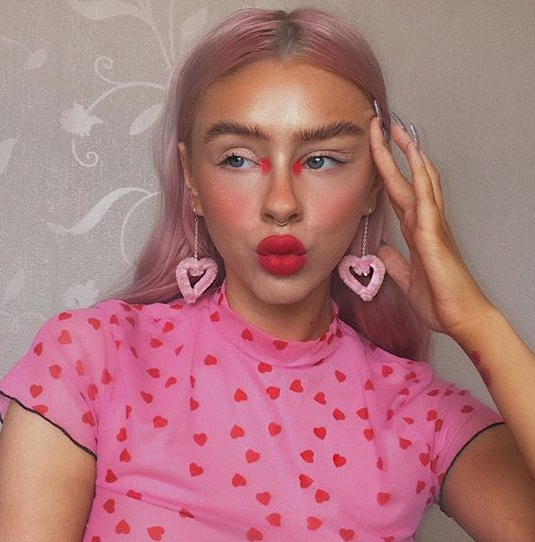 Pale Pink Dangly Fluffy Hearts