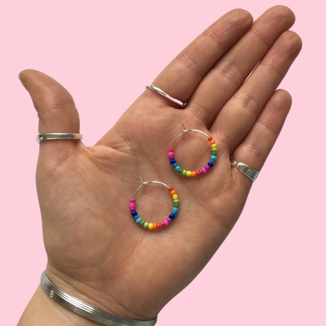 Double Rainbow Beaded Hoops