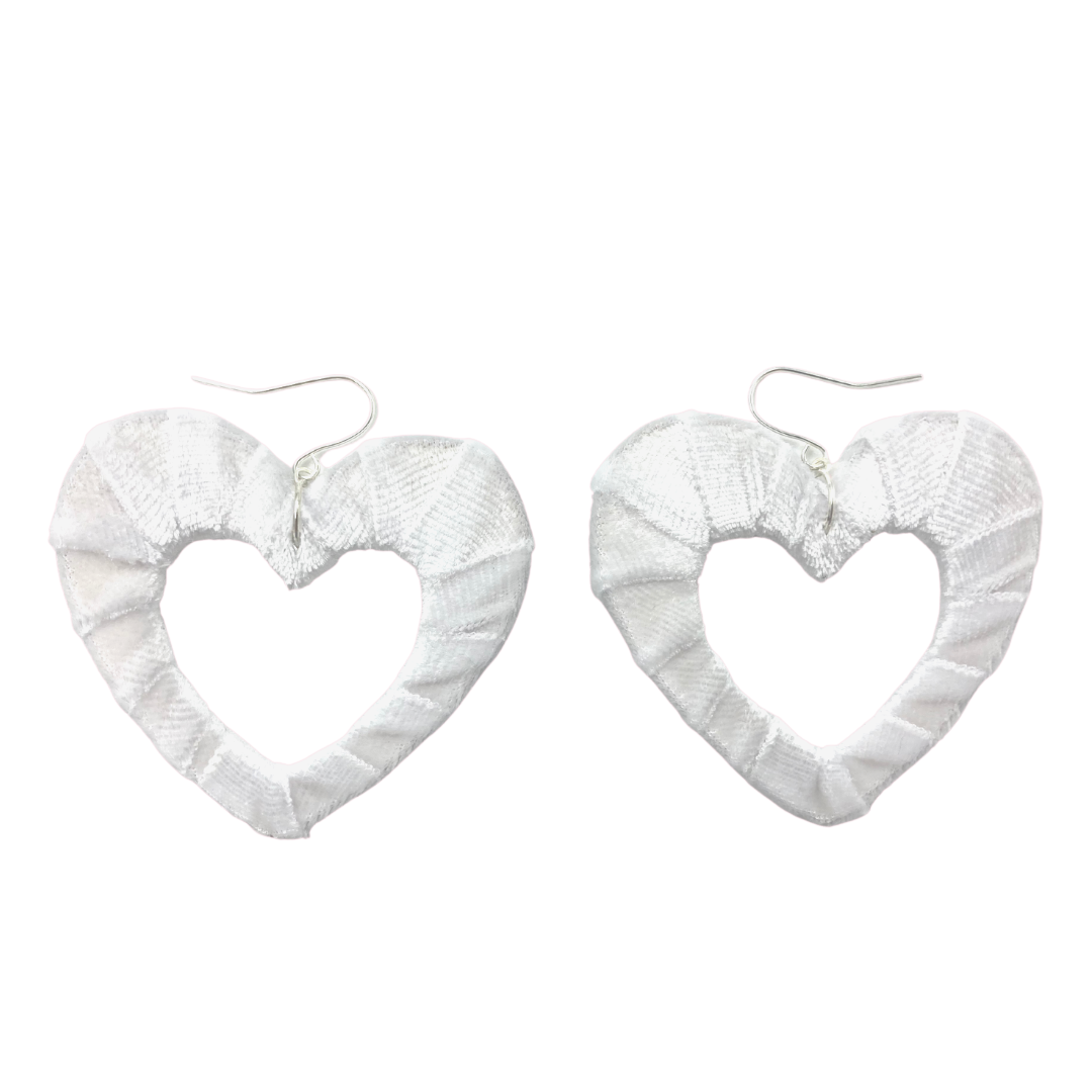 White Velvet Fabric Hearts