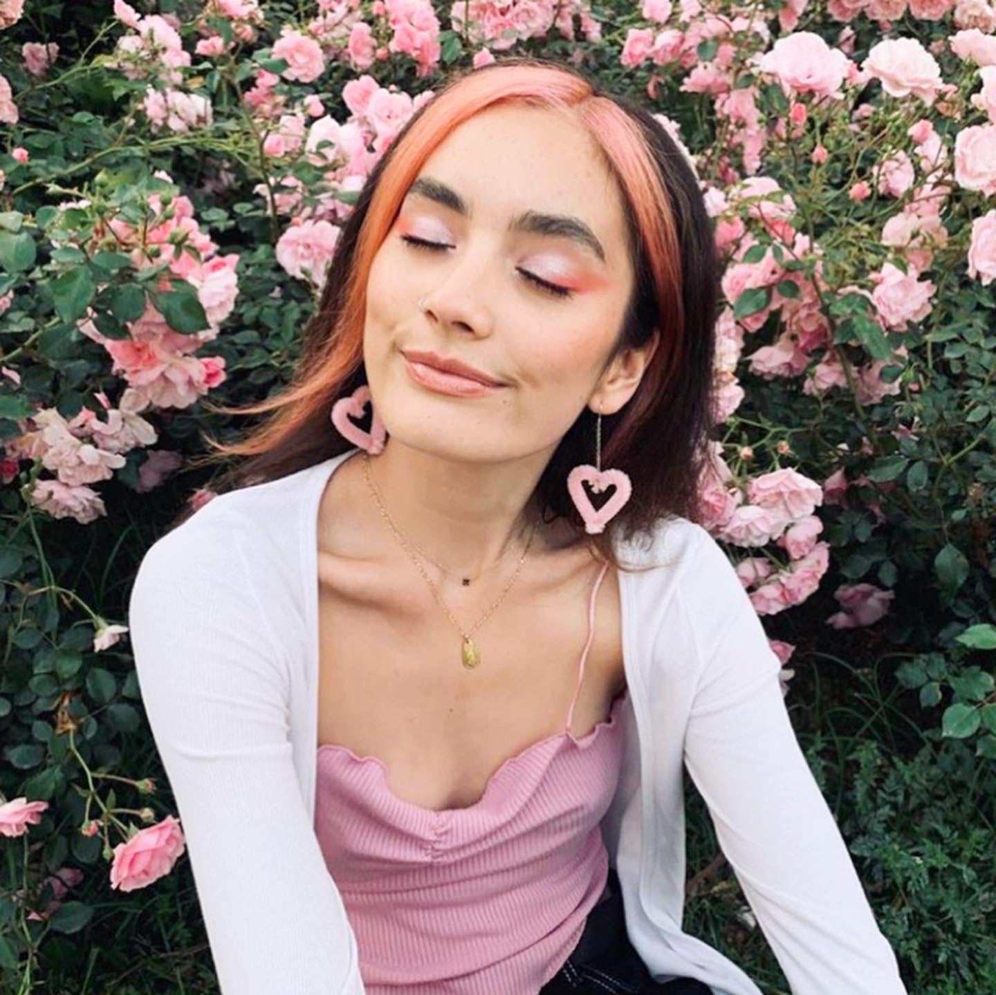 Pale Pink Dangly Fluffy Hearts