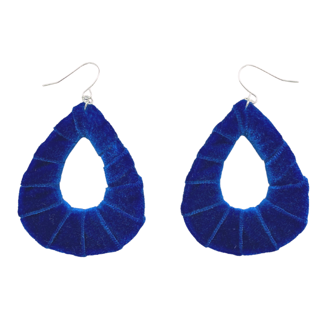Colbalt Blue Velvet Fabric Teardrops