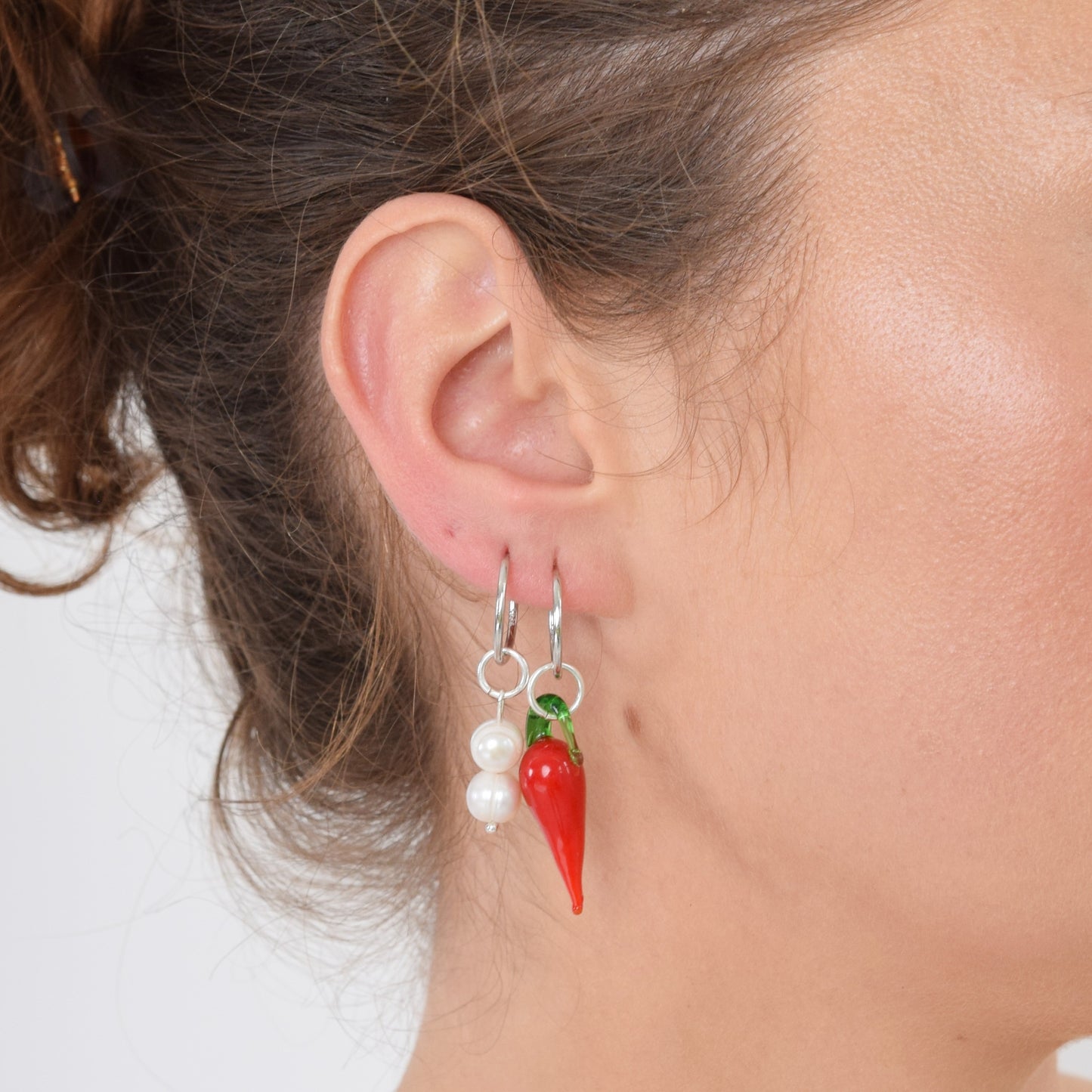 Double Freshwater Pearl Hoops