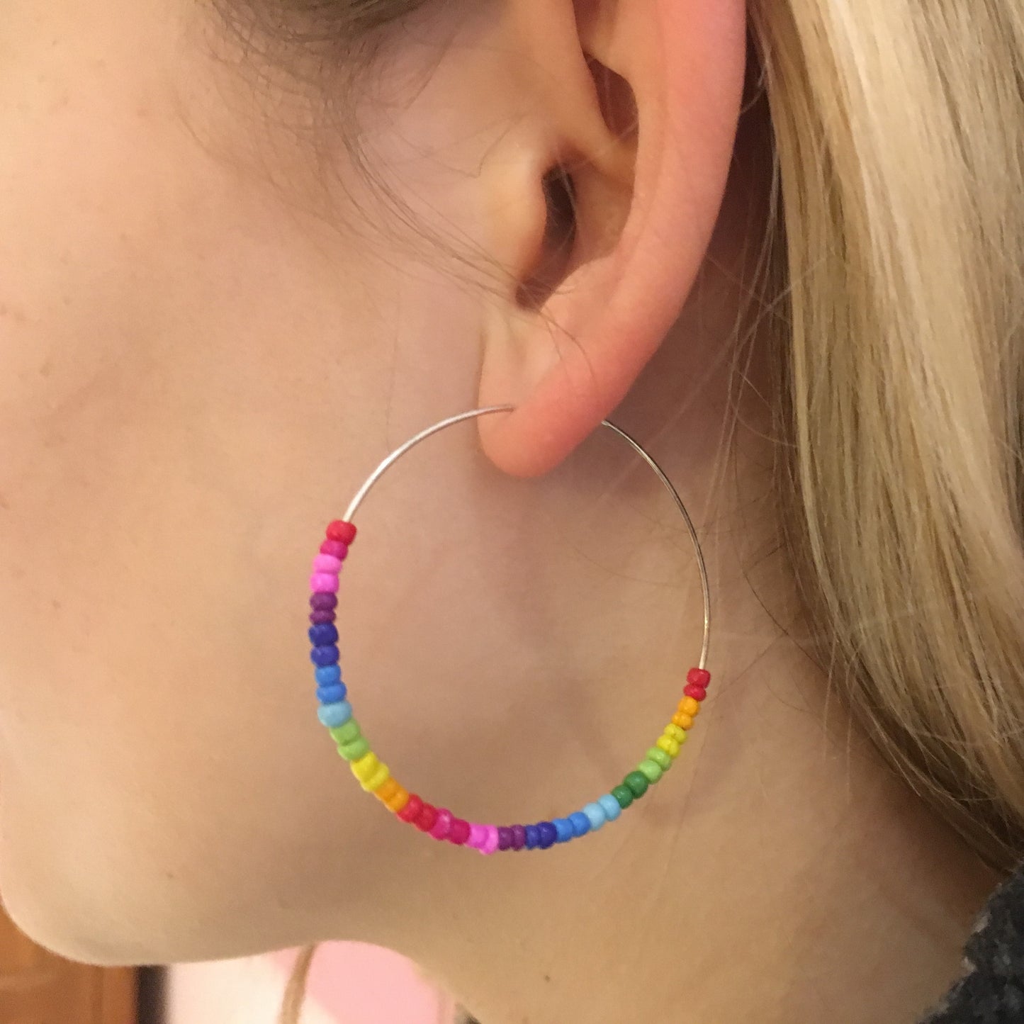 Double Rainbow Beaded Hoops