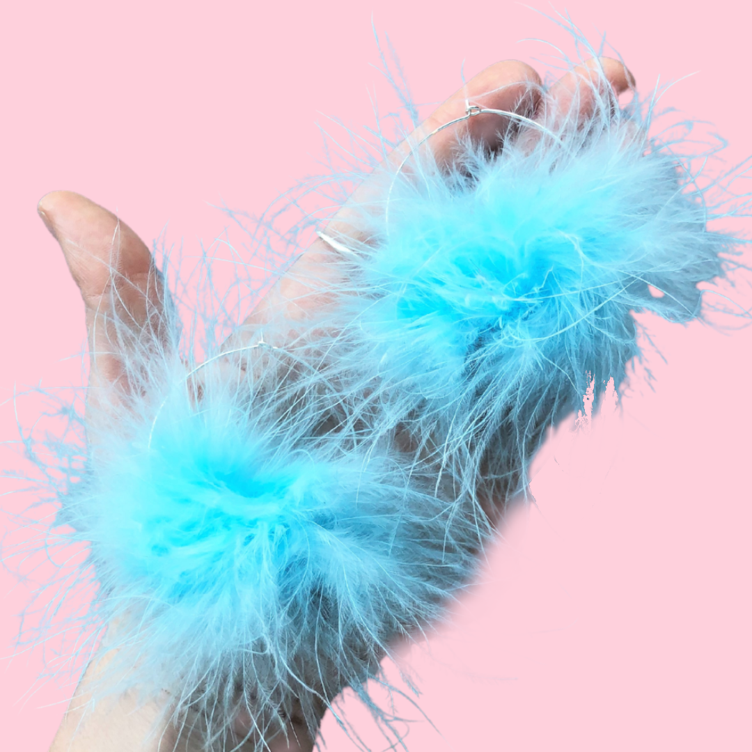 Pale Blue Marabou Hoops