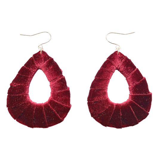 Burgundy Velvet Fabric Teardrops