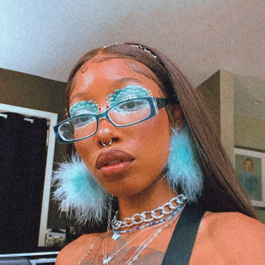 Blue Marabou Hoops