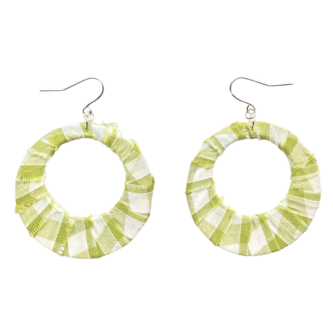 Green Frayed Gingham Fabric Hoops