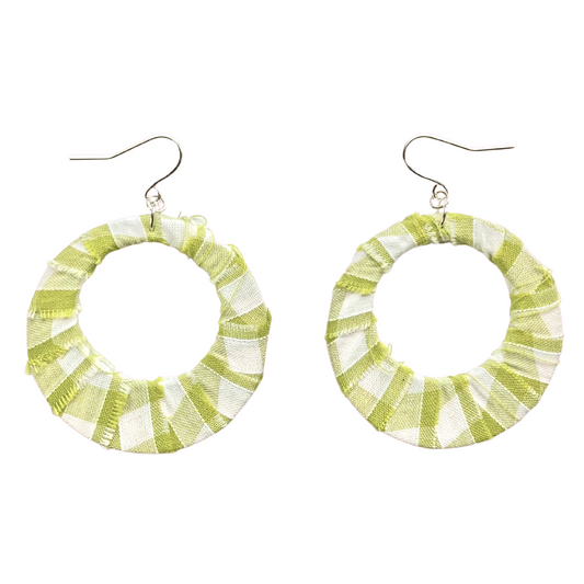 Green Frayed Gingham Fabric Hoops