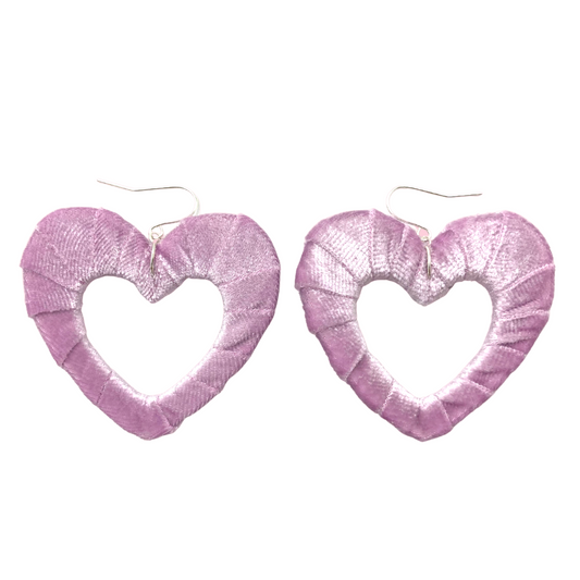 Lilac Velvet Fabric Hearts