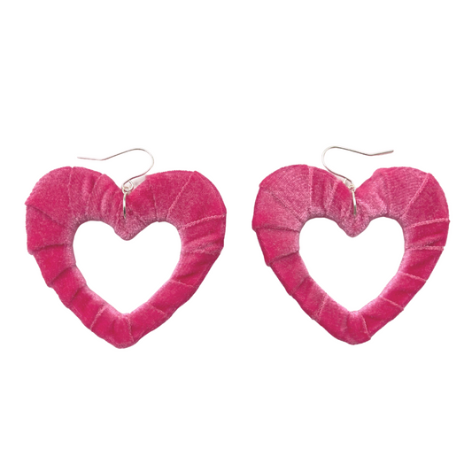 Hot Pink Velvet Fabric Hearts