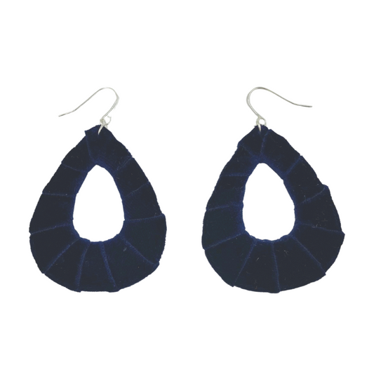 Navy Velvet Fabric Teardrops