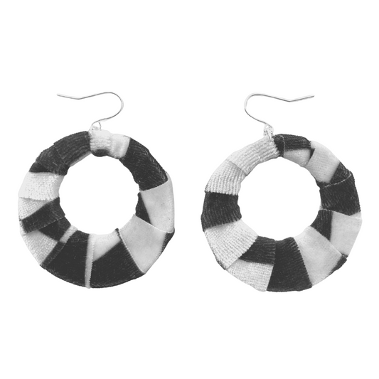 Black n White Velvet Fabric Hoops