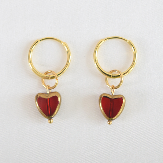 Gold Halo Heart Hoops