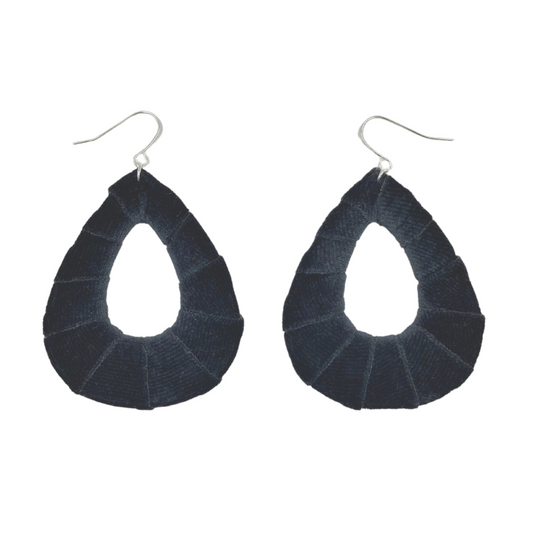 Steel Grey Velvet Fabric Teardrops