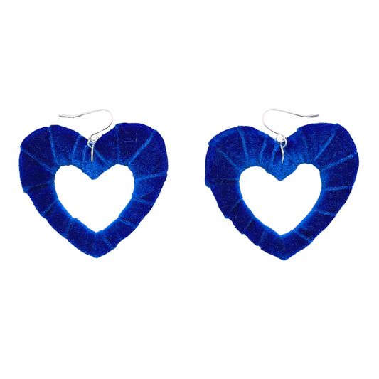 Colbalt Blue Velvet Fabric Hearts