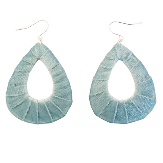 Pale Blue Velvet Fabric Teardrops