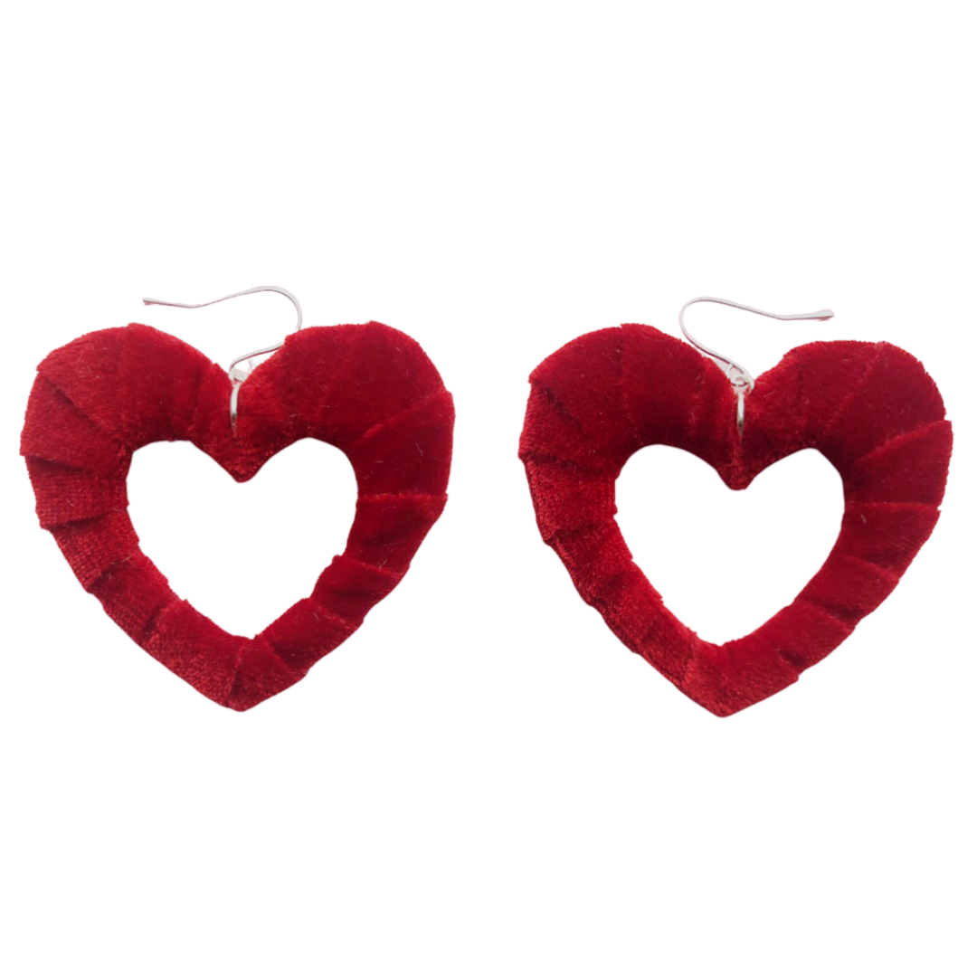 Red Velvet Fabric Hearts