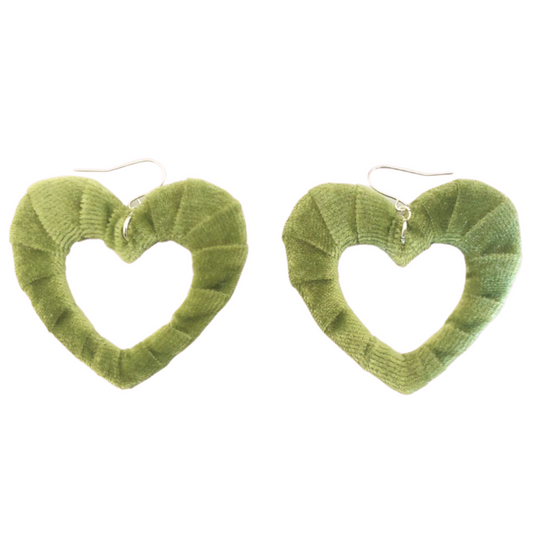 Sage Velvet Fabric Hearts