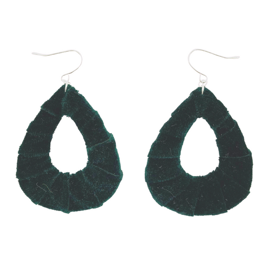 Dark Green Velvet Fabric Teardrops