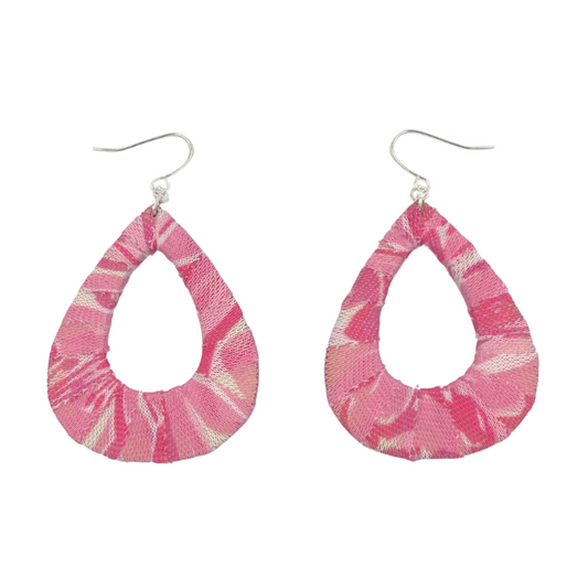 Pink Flower Mesh Fabric Teardrops