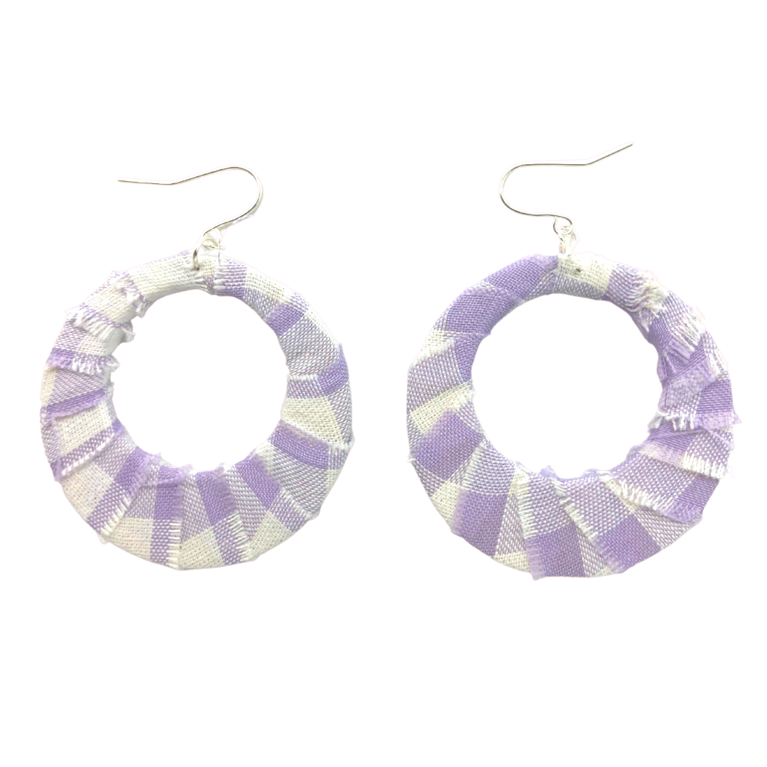 Lilac Frayed Gingham Fabric Hoops