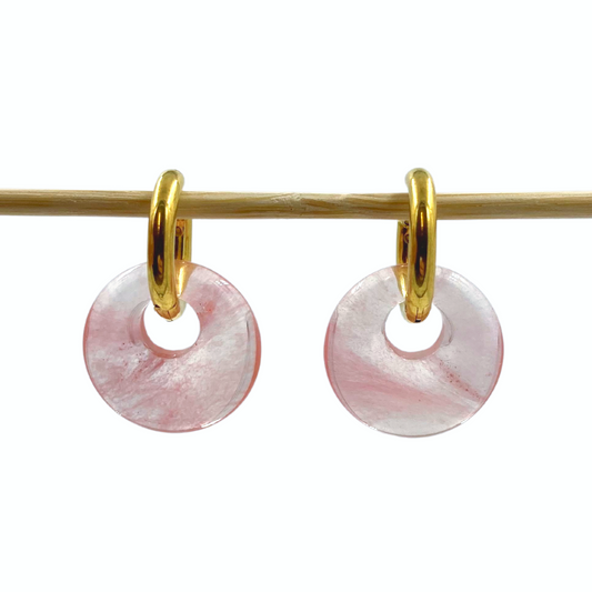 Cherry Quartz Donut Hoops