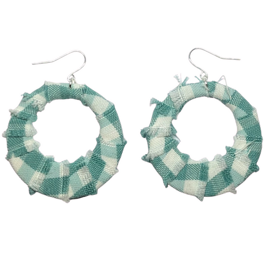Mint Frayed Gingham Fabric Hoops
