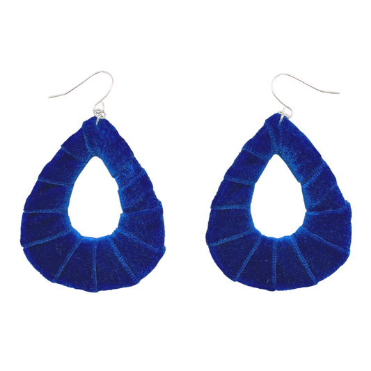 Colbalt Blue Velvet Fabric Teardrops