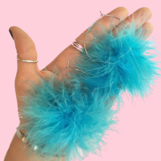 Blue Marabou Hoops