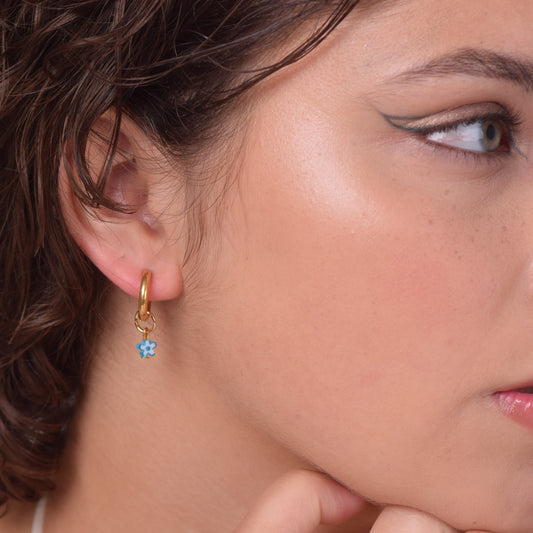 Blue Wildflower Hoops