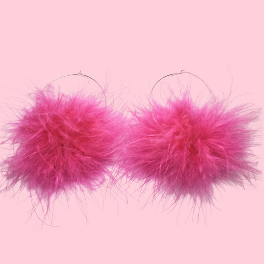 Fuchsia Marabou Hoops