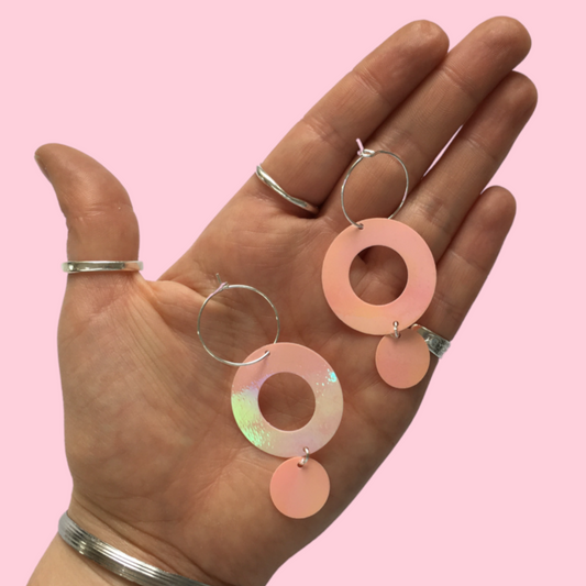 Peach Double Circlet Hoops