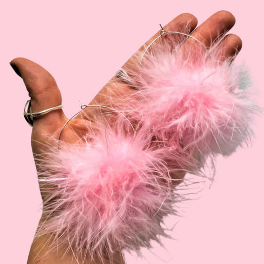 Baby Pink Marabou Hoops