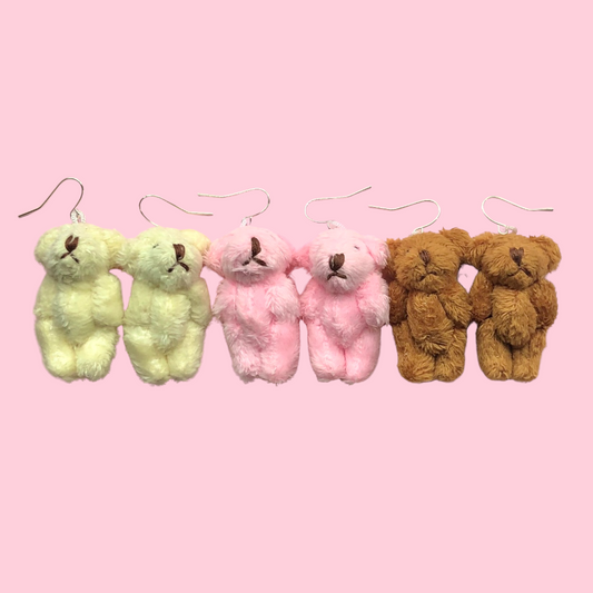 Fluffy Teddy Bear Earrings