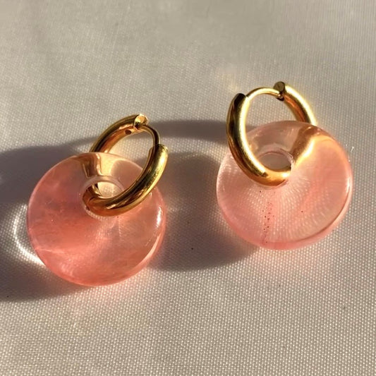 Cherry Quartz Donut Hoops